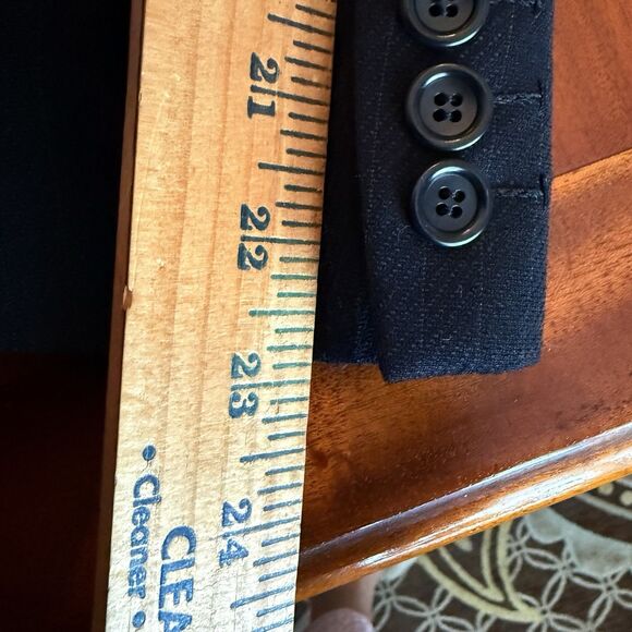 Armani Collezioni 44R  Black Pinstripe‎ Designer Suit Jacket Pants 90's Vintage - Picture 9 of 15